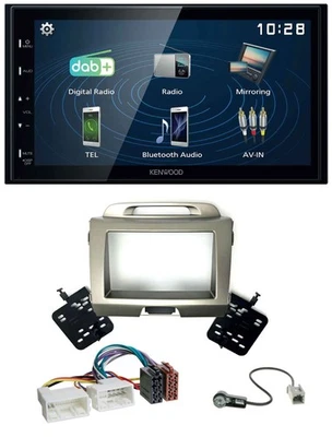 Kenwood 2DIN Bluetooth MP3 USB DAB Autoradio für Kia Sportage 3 SL 10-15 silber - Bild 1 von 4