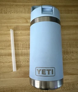 Yeti Big Sky Blue 12oz Kinder Flasche Rambler Jr Flip Strohhalm Deckel mit extra Strohhalm - Bild 1 von 11
