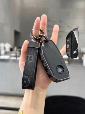 Leather Key Fob Case Cover for BMW 1 6 7 X5 X6 X7 740 IX i7 - Image 1 of 4