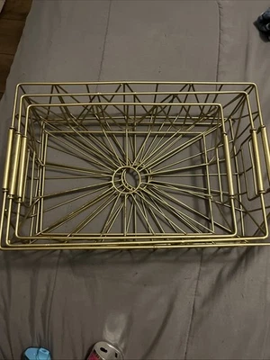 Gold Contemporary Metal Decorative Nesting Baskets, 3 Piece  - Image 1 of 3