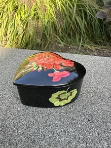 Tiffany & Co. Heart Trinket Box Mrs. Delany’s Flowers Sybil Connolly Red Floral - Picture 1 of 14