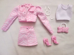 Barbie Deluxe Style # 9 Outfit 2025 Pink Jacket Skirt Shoes White Tank Top Shoes - Picture 1 of 3