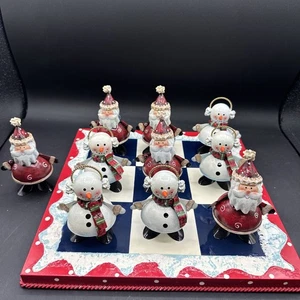 Vintage Home Interiors Metall Urlaub Tic Tac Toe Spiel mit Weihnachtsmann & Snowma - Bild 1 von 12