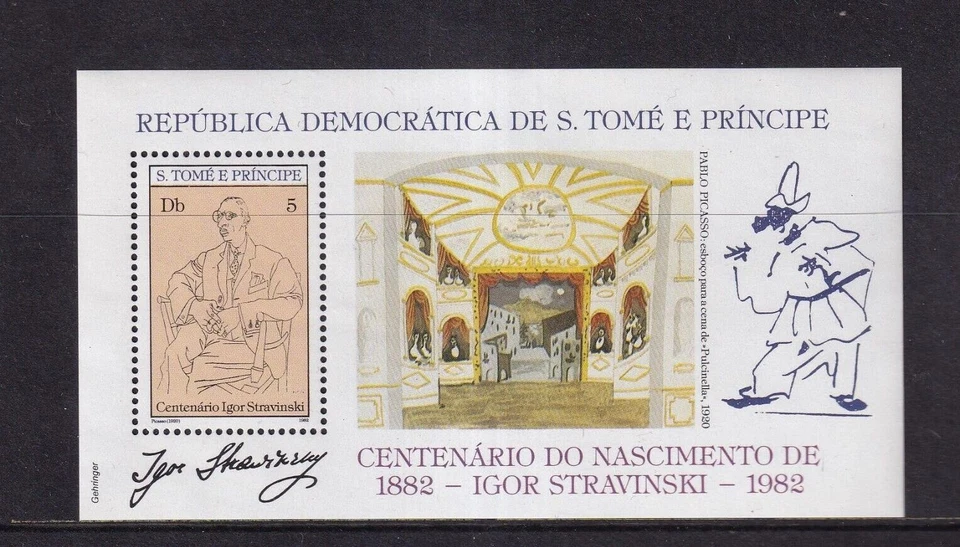 SA09 Santo Tomé y Príncipe 1982 centenario nacimiento de Igor Stravinsky minishoja Foto 1 de 1