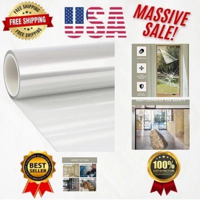 Película de seguridad transparente para ventana de 12 mil - rollo de 30" x 10 pies para máxima protección Foto 1 de 4