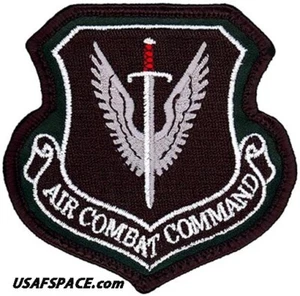 USAF AIR COMBAT COMMAND - Langley AFB, VA - ORIGINAL -BLACK- VEL Leather PATCH - Picture 1 of 3