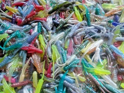STAFFS FISHING LURES 75 Assorted Colors 2" Crickets Soft Plastic Baits Lures Crappies Bass Trout