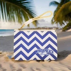 Myrtle Beach South Carolina - blau und weiß Reißverschluss Tasche Geldbörse 5x7 Zoll - Bild 1 von 4