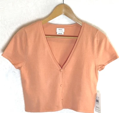RVCA Dolly Cardigan Womens Top In Lilikoi (Soft Orange) Size L/12 New With Tag - Image 1 of 3
