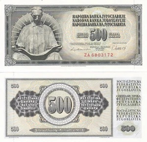 Jugoslawien 500 Dinara 1981 P#91 Präfix ZA Ersatz UNC Konvolut 100 Stück - Bild 1 von 1