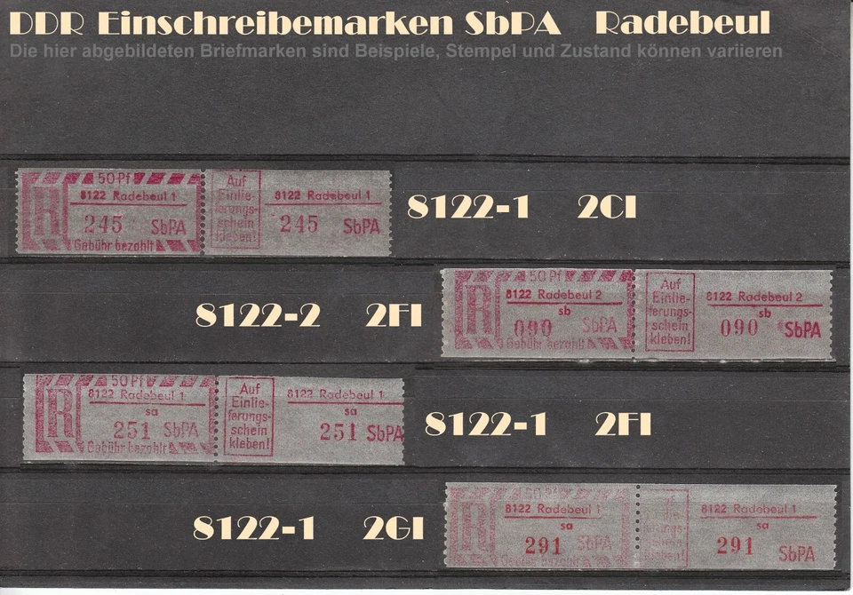 DDR R-Zettel SbPA Einschreibemarken Radebeul 8122 postfrisch ** LOT - Bild 1 von 1