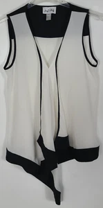 Joseph Ribkoff Women's Size 12 Black White Asymmetrical Blouse Top Sleeveless VN - Picture 1 of 4