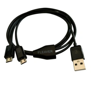 FLEAVER Black 1meter Dual Micro USB Splitter Cable, Power 2 Micro USB Devices - Picture 1 of 6