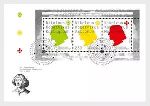 Liechtenstein 2023 550th BirthNicolaus Copernicus Physician Astronomy ms3v FDC - Picture 1 of 1