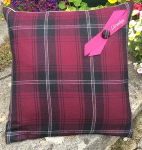 ‘Llewelyn’ Welsh Tartan Cushion Wedding Anniversary Birthday Christmas Gift - Picture 1 of 4