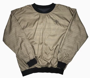 VTG Roche Jacket L Gold Black HoundsTooth Golf Windbreaker Pullover Reversible - Picture 1 of 9