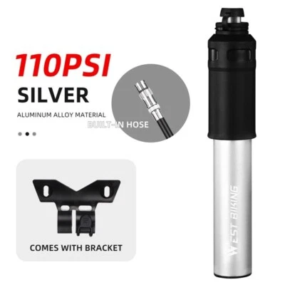 WEST BIKING Portable Bike Pump Aluminum Bicycle Tire Inflator Ball Pump 110PSI - Image 1 of 4