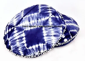 Tie Dye Shibori Abstract Decor Blue Floor Pillow Cushion Cover 2 PC 32" Round - Picture 1 of 4