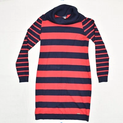 Tommy Hilfiger Women's Turtleneck Sweater Dress Striped Rayon Multicolor Size M - Image 1 of 4