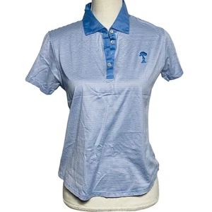 Peter Millar Mujer Pequeño Azul Blanco Tiras Manga Corta Polo Activo Camisa de Golf - Imagen 1 de 6