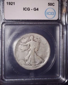 1921 Walking Liberty Fifty Cent, ICG G4, Key Date,Issue Free - Picture 1 of 3