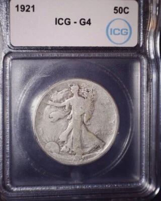 1921 Walking Liberty Fifty Cent, ICG G4, Key Date,Issue  Free - Image 1 of 3
