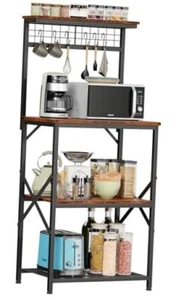 Kitchen Bakers Rack with Hutch, Coffee Bar Station 4 Tiers, Microwave Oven - Picture 1 of 7