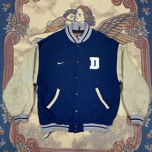 Vintage Nike Embroidered Dallas Cowboys Letterman Jacket 90s Blue Size XL - Picture 1 of 10