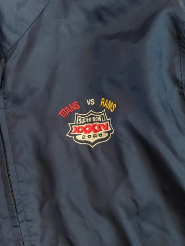 NFL Super Bowl XXXIV 34 Large Windbreaker Jacket St Louis Rams Tennessee Titans Cover