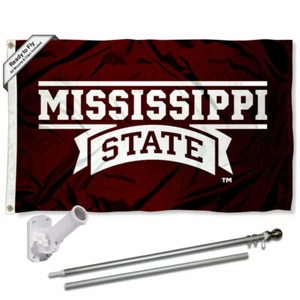 Mississippi State Bulldogs Script Flag Pole and Bracket Gift Set Package - Picture 1 of 6