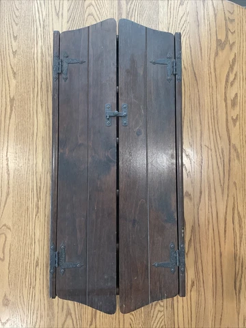 Antique Rustic Folk Art Craft Hanging Wooden Kitchen Self Cabinet Cupboard 33” Cover