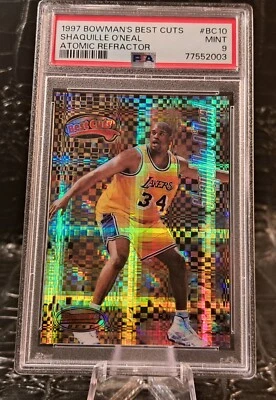 1997 Bowman's Best Cuts Shaquille O'Neal BC10 Atomic Refractor PSA Mint 9 - Image 1 of 2