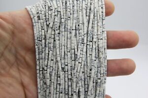 2.4mm Afghan White Beads Tube Howlite Gemstone Seed Beads Heishi Hand Cut Beads