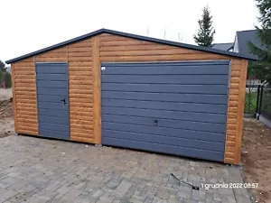 Stahlhalle Doppeltgarage Fertiggarage 6x5 m Blech verzinkt Carport aus Stahl - Bild 1 von 8