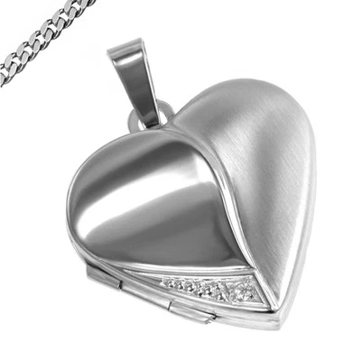 Medaglione Amuleto Cuore Pietra Zirconia Anche Catena Incisione P. Es. Zodiacale - Immagine 1 di 4