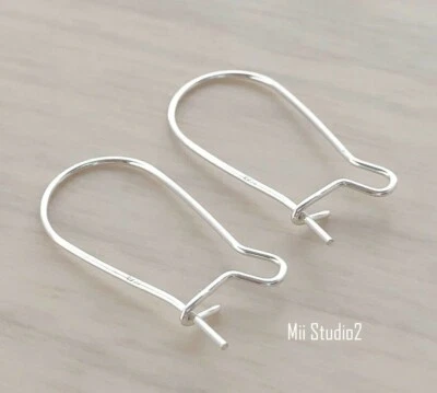 20 piezas Pendiente de riñón de plata esterlina alambre de oreja mediano 23 mm calibre 21,5 alambre E27s-2 Foto 1 de 4
