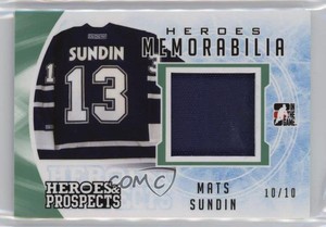 2016 Leaf ITG Heroes & Prospects Memorabilia Emerald /10 Mats Sundin #HM-29 HOF