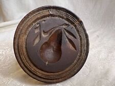 Vintage Primitive Wood Fruit Pear Butter Mold with Handle ~ Nice!