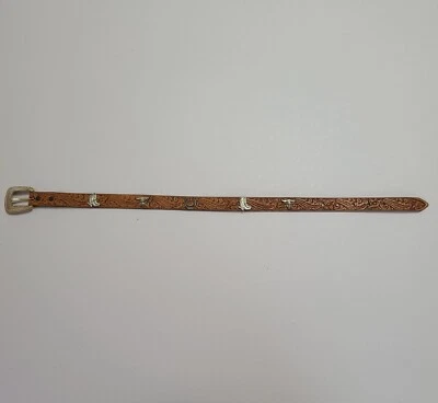 Cinturón de cuero Justin Tooled vintage 1990 grano superior cuero de vaca niños hecho en EE. UU. Foto 1 de 4