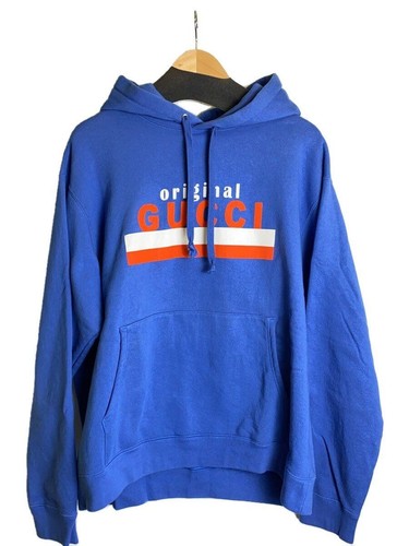 GUCCI felpa con cappuccio XL cotone blu 626989 usata