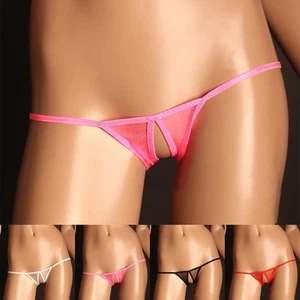 Tempting Lingerie Women's Mesh G String Thongs with Alluring Crothless Design - Picture 1 of 18