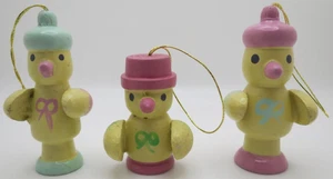 Set of 3 Handcrafted Wooden Easter Chicks Hanging Ornaments - Picture 1 of 6