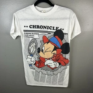 Vintage Disney Mickey Mouse Kissing Bandit White Shirt Size Youth Medium - Picture 1 of 9