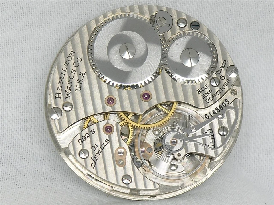 RELOJ BOLSILLO VINTAGE 16S HAMILTON 992B 21 JOYAS FERROCARRIL MOVIMIENTO Y ESFERA ¡FUNCIONA! Foto 1 de 4