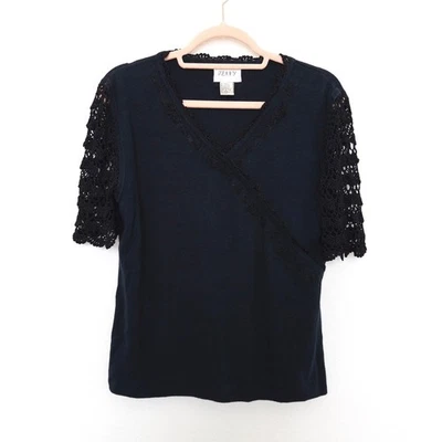 Top vintage Jenny para mujer talla XL negro manga ganchillo caprichoso bruja años 90 boho Foto 1 de 4