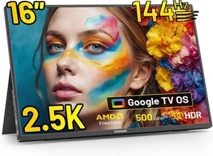 Tragbarer 16-Zoll Monitor 2.5K 2560x1600 | 144Hz, FreeSync, HDR, Google TV - Bild 1 von 8