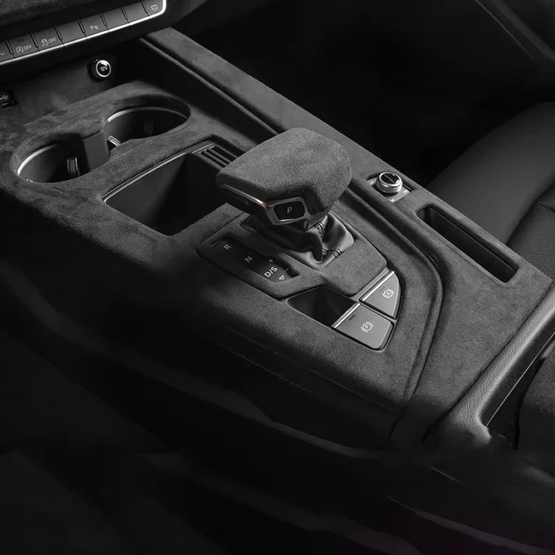 Cubierta de perilla de cambio de marco de control central de gamuza Alcantara para Audi A4L Foto 1 de 4