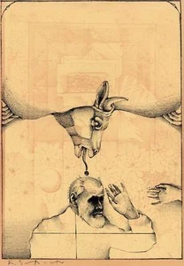 Konrad SCHÜLER Handsignierte SURREALE Lithographie d.HDK BERLIN Professoren´73 - Bild 1 von 1