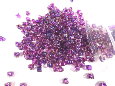 125 Miyuki Transparent PURPLE Glass TRIANGLE BEADS - Image 1 of 2