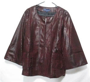 Neu mit Etikett Susan Graver Damen Fx Leder Reißverschluss Blazer Jacke Größe Large - Bild 1 von 10
